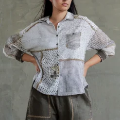 Sunira Designs Hand Block Printed Chanderi Shirt -Cheap Drapvera Store sun0610 3