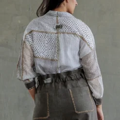 Sunira Designs Hand Block Printed Chanderi Shirt -Cheap Drapvera Store sun0610 4