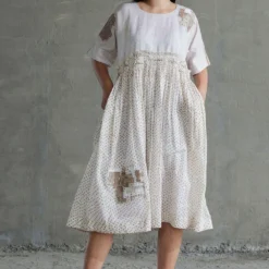 Sunira Designs Tan Brown Hand Spun Chanderi Dress