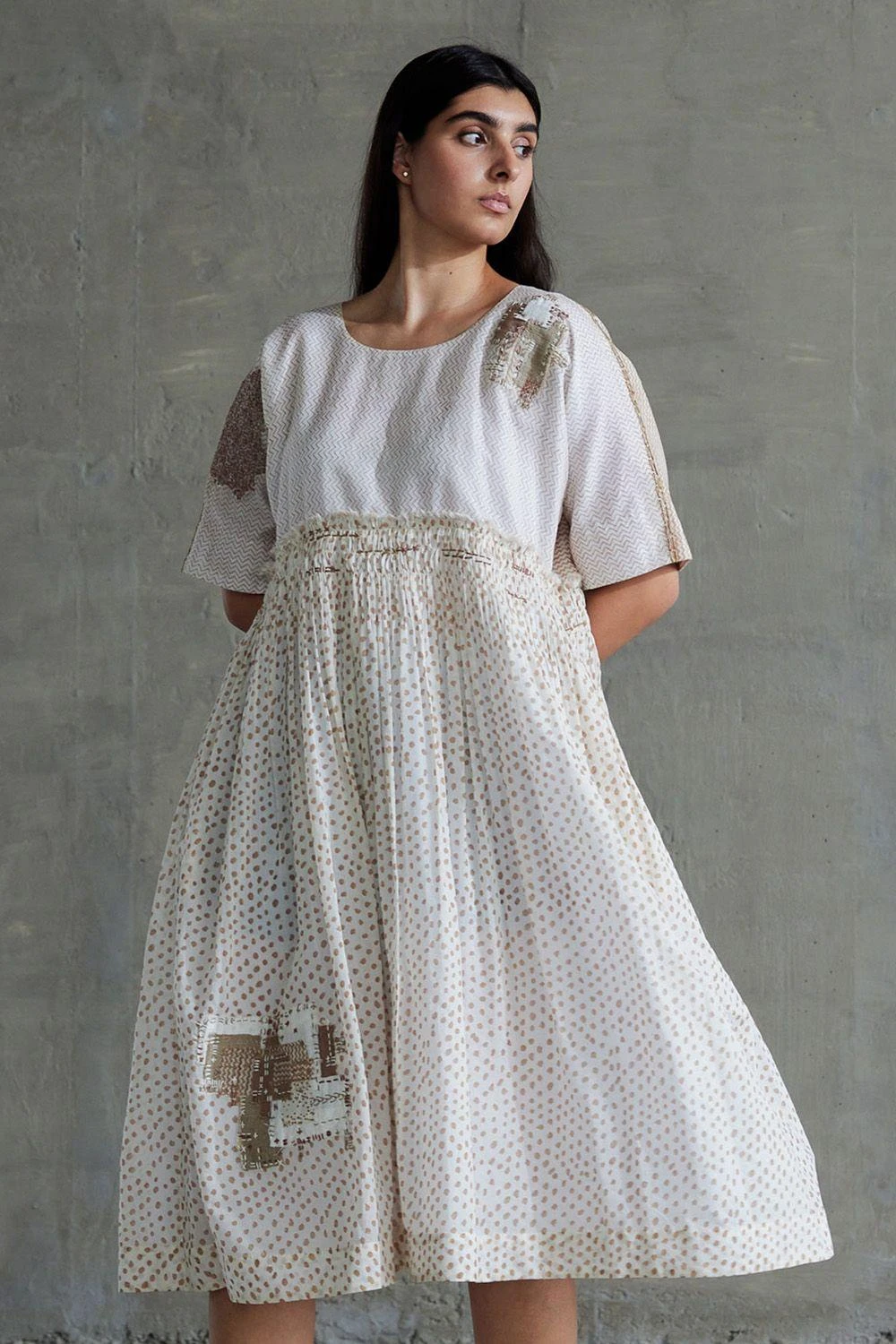 Sunira Designs Tan Brown Hand Spun Chanderi Dress 2 Sunira Designs Tan Brown Hand Spun Chanderi Dress - Image 2