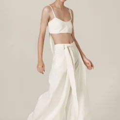 Chola Pleated White Pants With Belt