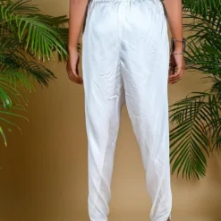 White Slim Overlap Pants -Cheap Drapvera Store tulip 3