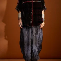 Sunira Designs Navy Blue Velvet Cowl Pants -Cheap Drapvera Store v2108b 4