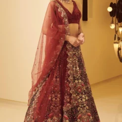 Varun Bahl Maroon Embellished Lehenga Set