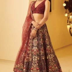 Varun Bahl Maroon Embellished Lehenga Set 8 Varun Bahl Maroon Embellished Lehenga Set -Cheap Drapvera Store vbcw2020tbl 04 3
