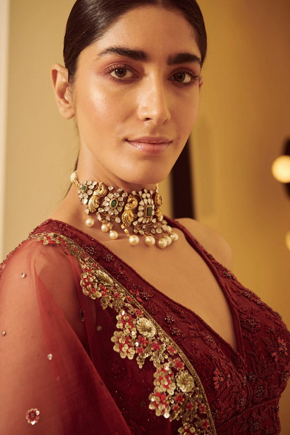 Varun Bahl Maroon Embellished Lehenga Set 4 Varun Bahl Maroon Embellished Lehenga Set - Image 4