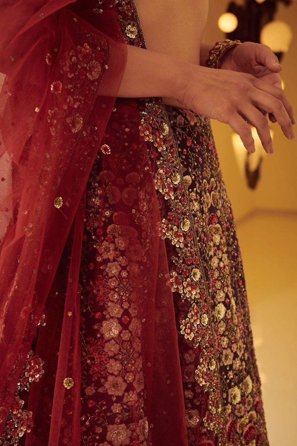 Varun Bahl Maroon Embellished Lehenga Set 5 Varun Bahl Maroon Embellished Lehenga Set - Image 5