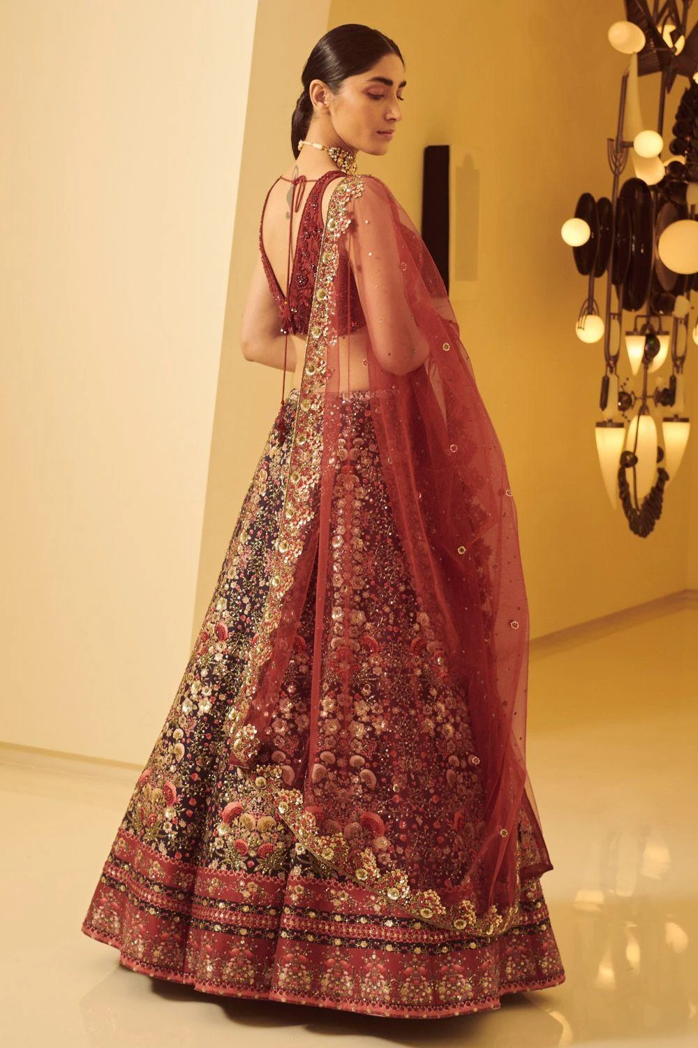 Varun Bahl Maroon Embellished Lehenga Set 6 Varun Bahl Maroon Embellished Lehenga Set - Image 6