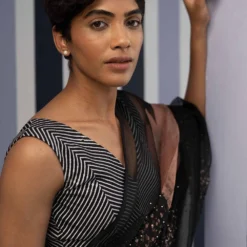 YAM Black Striped Blouse -Cheap Drapvera Store yam0659 3