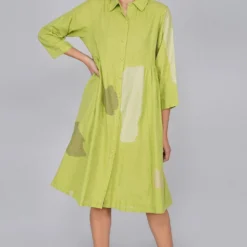 YAVI Lime Button Down Shirt Dress